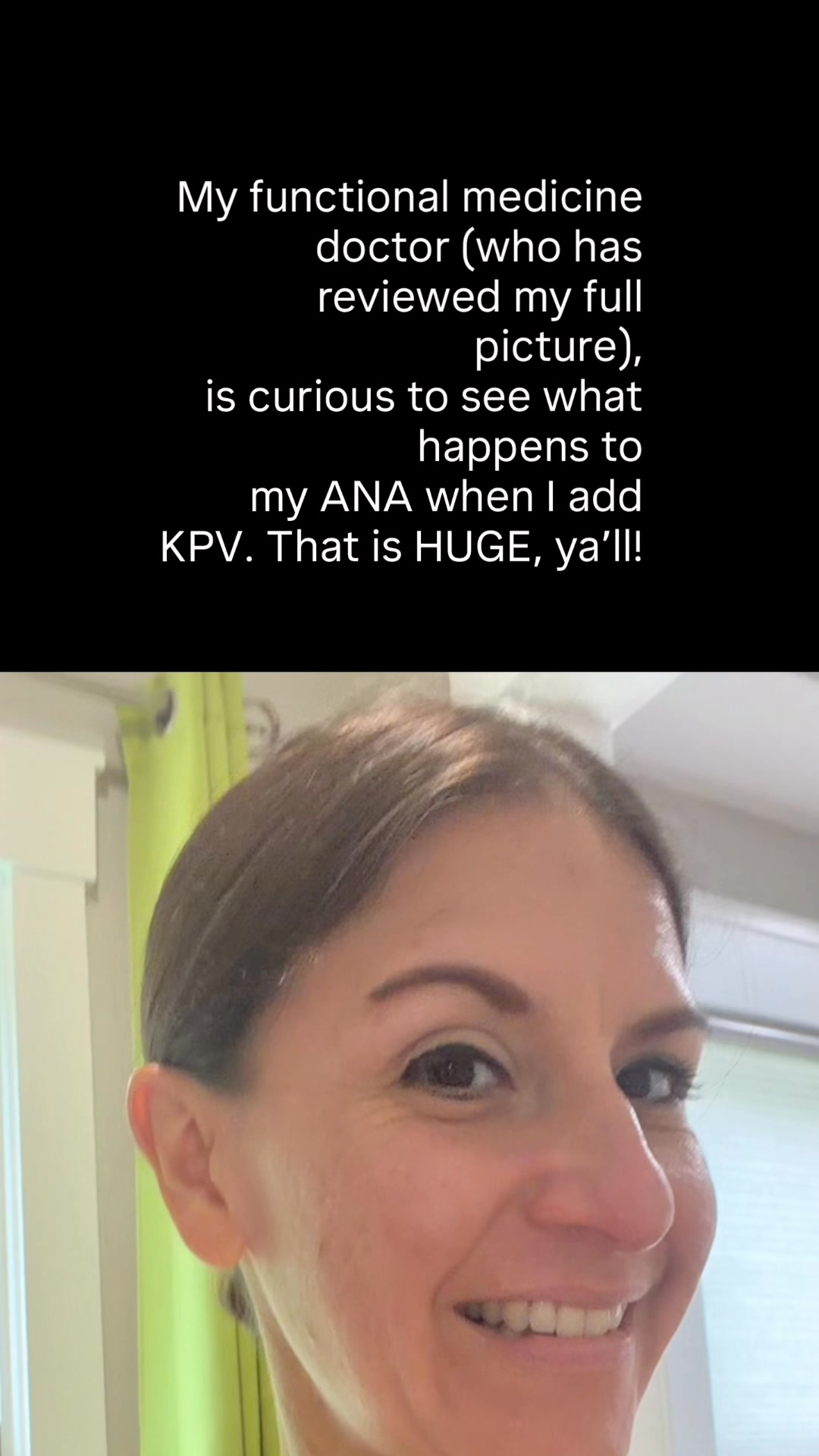 He listened. He asked questions. He looked at the research. And then he said yes.

At my two-week follow-up I told my doctor I wanted to talk about p3pt!d3s.

Specifically T esa m0r3lin and KPV.
He listened. He asked questions. He looked at the research.
And then he said yes

Not reluctantly. Not with a long list of concerns.
He said the provider-led company I chose was a reputable company and if I was willing to try it he would be genuinely curious to see how KPV
impacts my ANA testing over time.

Let me say that again. My functional medicine doctor (who has reviewed my full picture), is curious to see what happens to my ANA when I add KPV.

That is not a small thing. That is a provider who is engaged, tracking, and sees the same potential I do.

For those who haven't been following — my ANA came back at 1:160 then climbed to 1:320. All major autoimmune antibodies came back negative. Translation: My immune system is highly reactive without a confirmed autoimmune diagnosis.

KPV works directly on the inflammatory signaling pathways that drive that kind of reactivity.
And T esa m0relin addresses the body composition piece. The visceral fat that has not responded to training and clean eating. The lean muscle support. The metabolic function.

All of it working together with my own biology instead of against it.
Want to learn more about these TOOLS I’m using?  My DMs are always open.