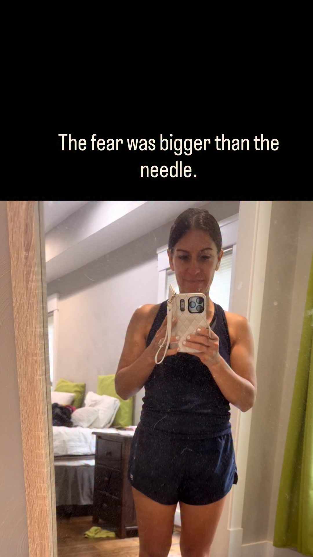 I almost let a n33dle the size of an eyelash keep me from something I really wanted. 🙈

Can I be honest? For weeks, the thing standing between me and my next step wasn’t money, or my husband, or my doctor. It was fear. Plain old fear.

I’d built it up SO big in my head…convinced I’d hurt myself, convinced I wasn’t the “kind of person” who could do something like this. (I’m not a nurse. I have zero medical background)

How many times have we done that? Talked ourselves out of something good because the scary version in our head felt more real than the truth???

Here’s what I’m learning in this season….the fear is almost always bigger than the thing itself.
If there’s something you’ve been circling for months (too scared to start), consider this your nudge. The monster you’re imagining is usually so much smaller up close.